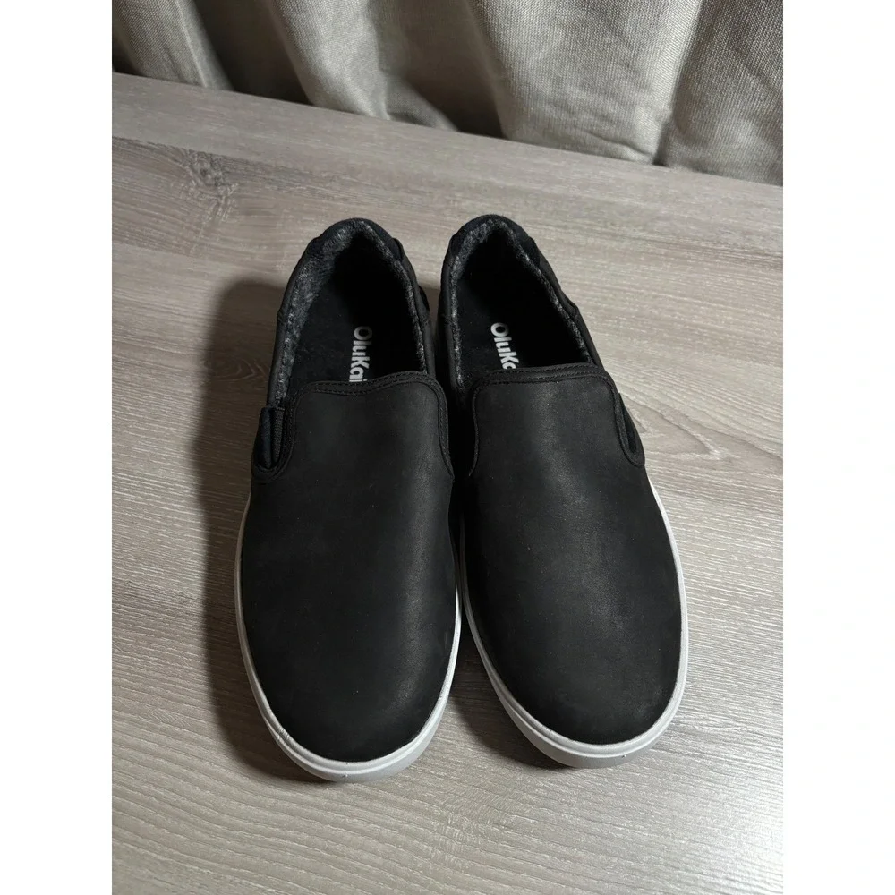 OluKai Lae'ahi Ili Mens 7 Leather Slip On Sneakers Shoes Beach Walk Heritage